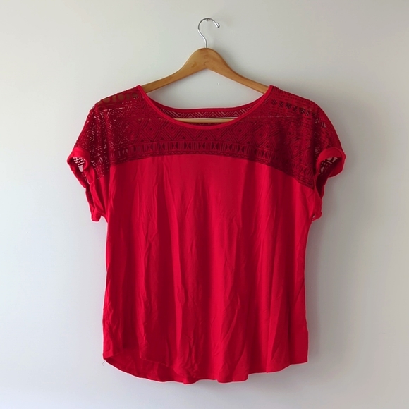 Lane Bryant Red Mesh Top ❤️ - Picture 1 of 4